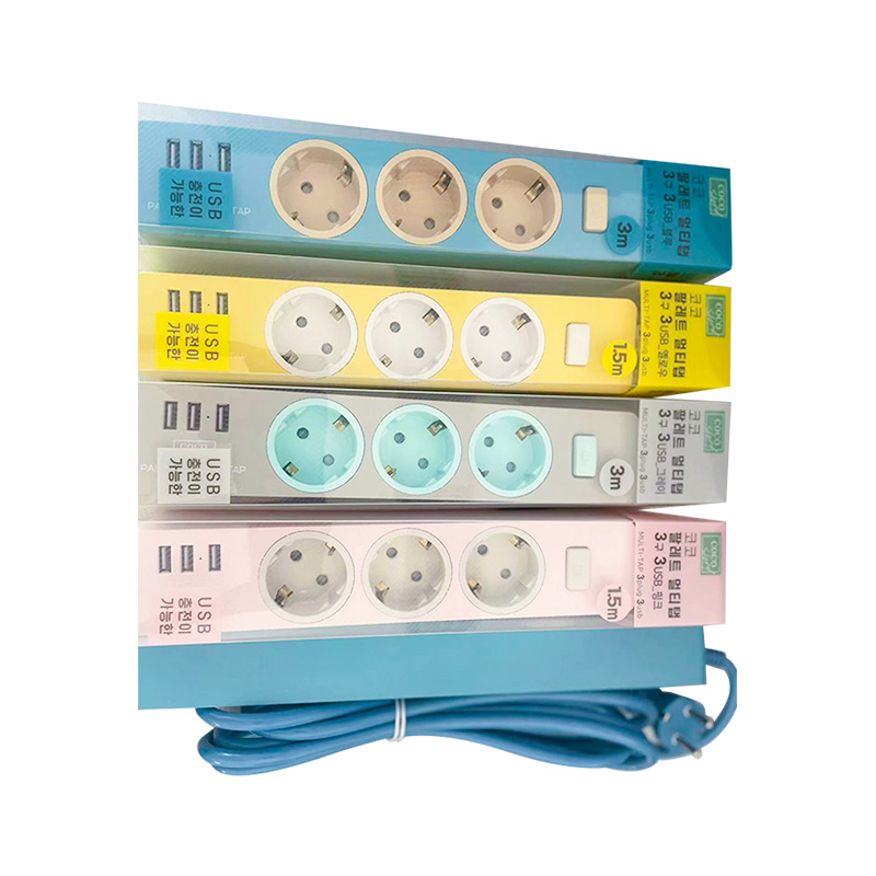 ซ็อกเก็ตมาตรฐาน 3 ช่องทาง KC พร้อมพอร์ต USB 3 พอร์ตและสวิตช์หลัก 1 ตัว